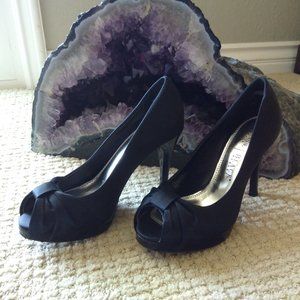 White House Black Market Black Satin Pumps